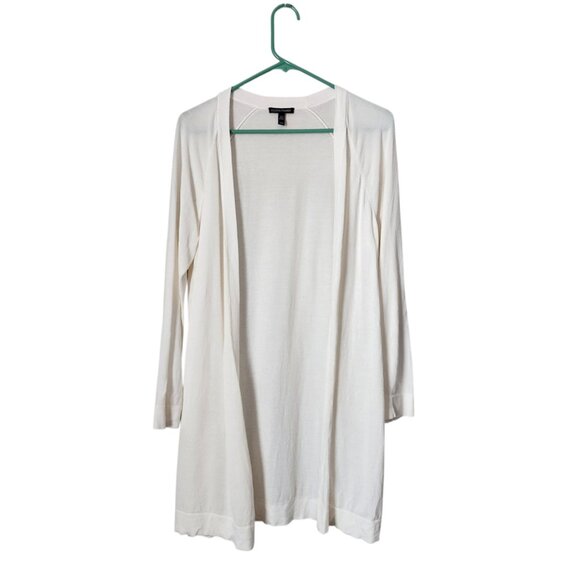 EILEEN FISHER Open Front Lightweight Cardigan Sweater Summer Knit White Size M - Picture 1 of 6